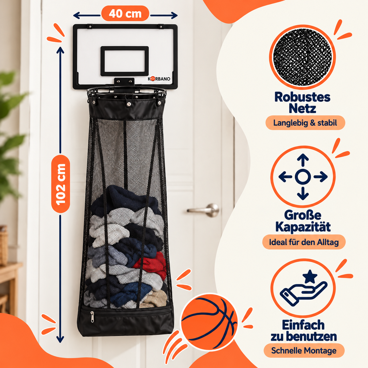 2-IN-1 BASKETBALLKORB & WÄSCHEKORB